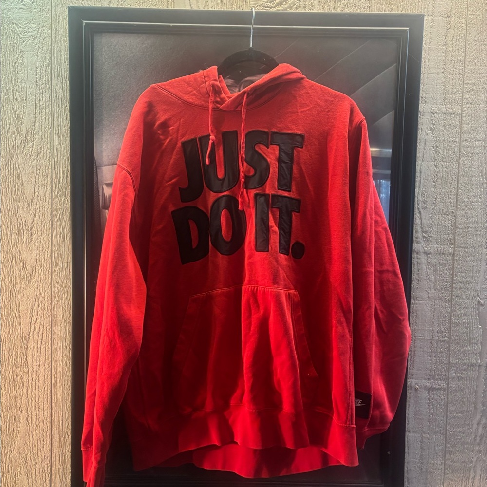 Nike Red Hoodie with Black Text